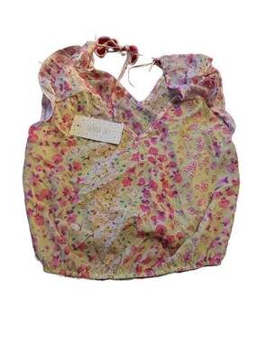 Sienna Sky Yellow and Pink Floral Ruffle Sleeve Blouse